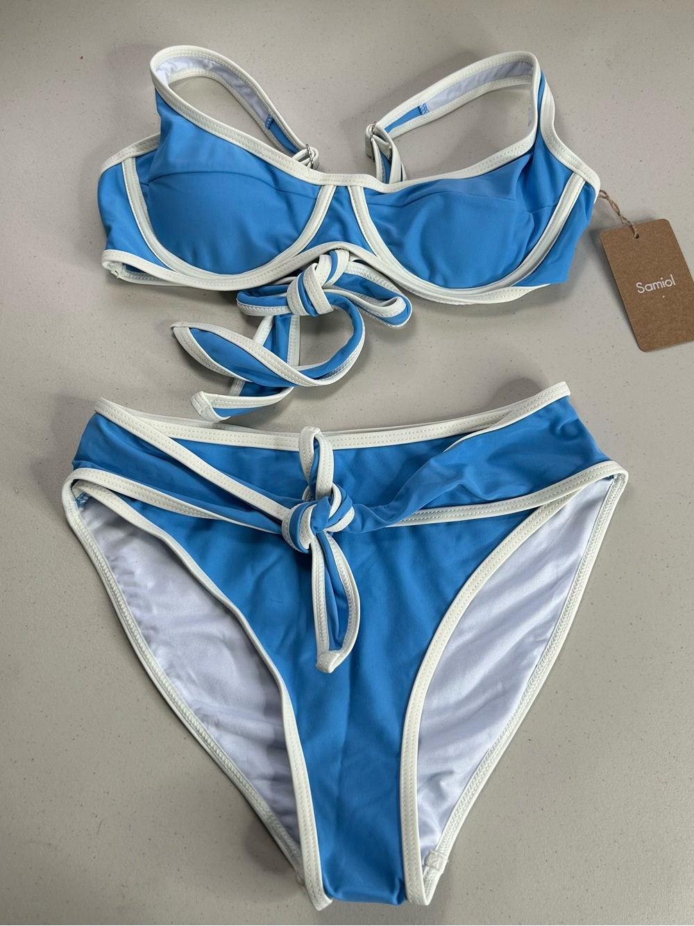 Samiol Bikini Set Small Blue Underwire Swimsuit New